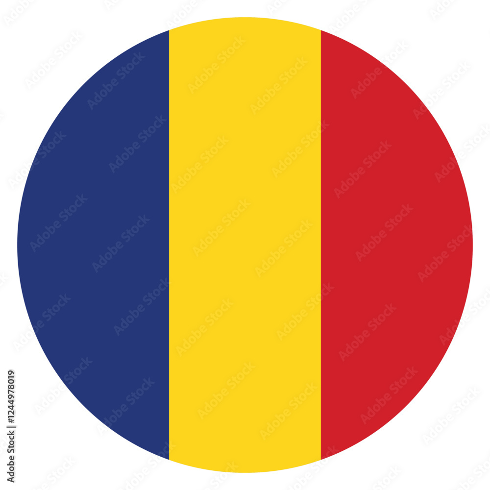Fototapeta premium Romania flag. Romania circle flag logo icon computer vector illustration design