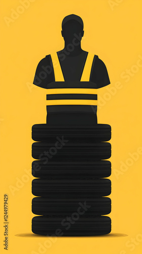 Silhouette of a Worker Wear...
