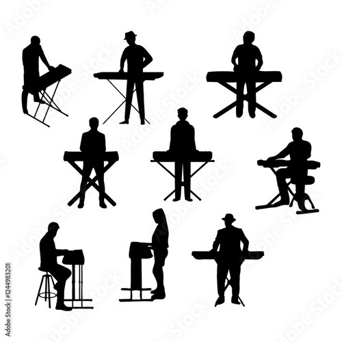 silhouette of person playing keyboard while standing