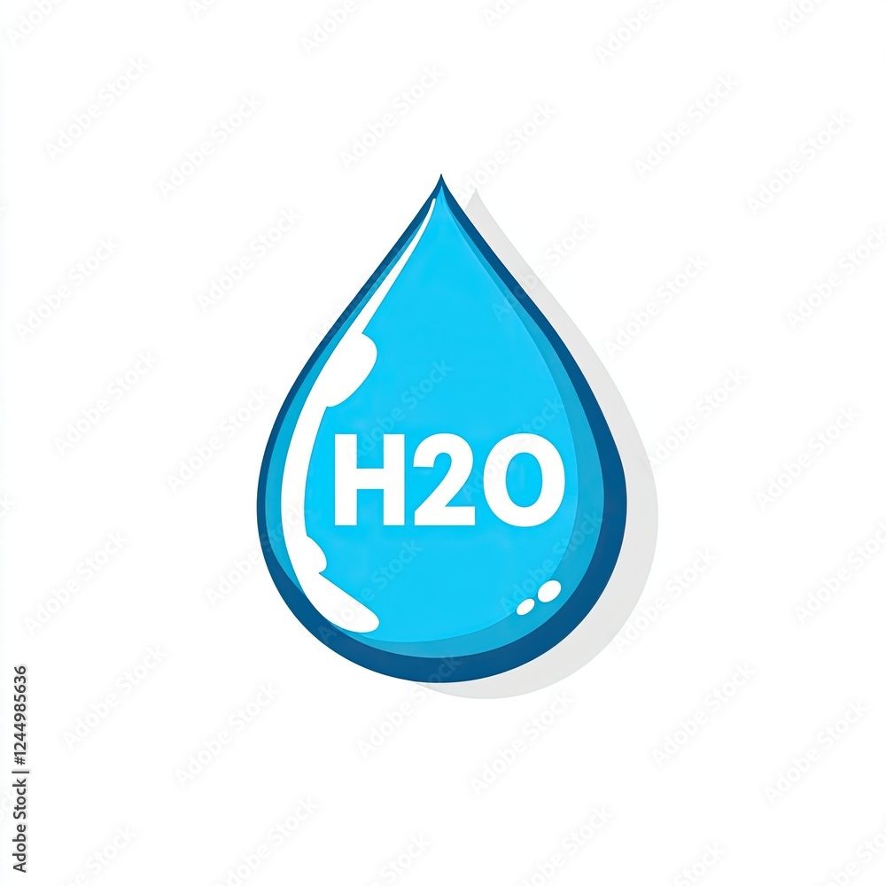 A Blue Water Drop Shows H2O The Chemical Formula For Water A Blue Water Drop Shows H2O The Chemical Formula For Water