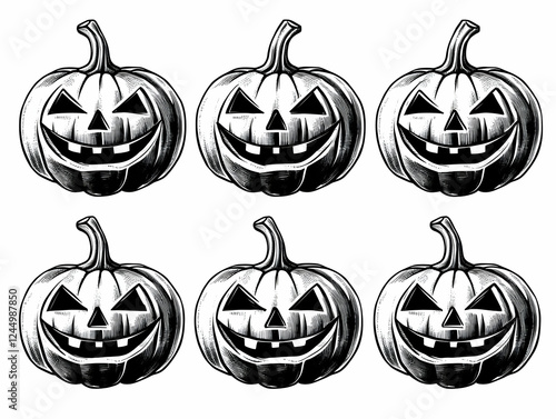 Six Spooky Carved Pumpkins ...