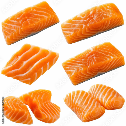Fresh Salmon Fillets Isolat...