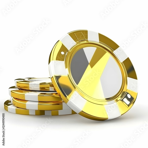 Golden Casino Chips Stacked...