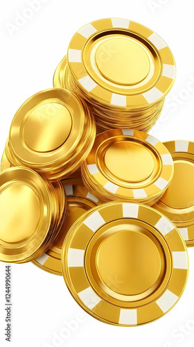 Golden Casino Chips Stacked...