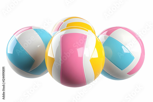 Four Glossy Volleyballs in ...