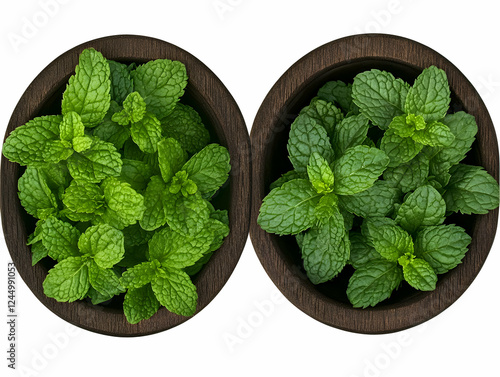 Fresh Mint Leaves in Wooden...