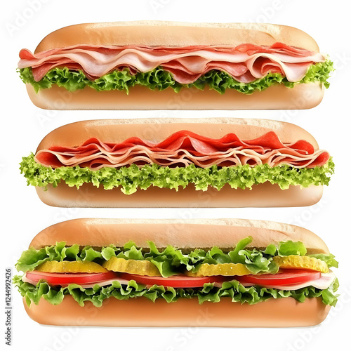 Three Delicious Sub Sandwic...