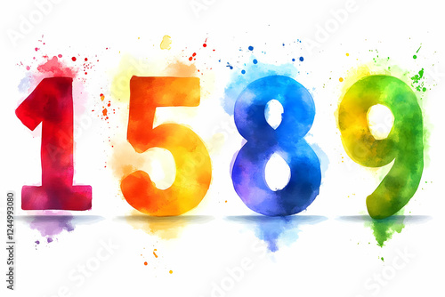 Watercolor Numbers 1589 Spl...
