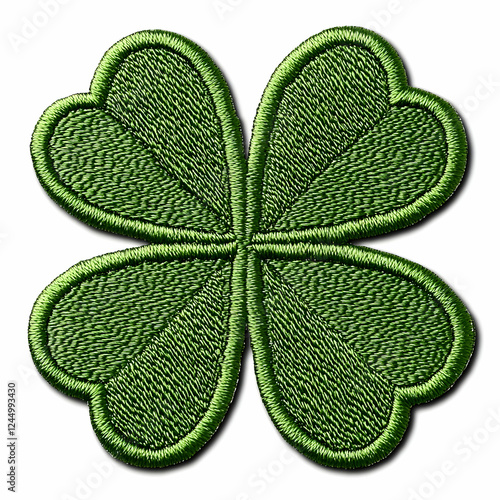 Green Embroidered Four-Leaf...