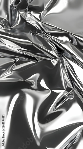 Shiny Silver Fabric Flows a...
