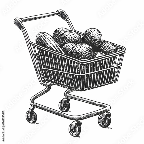 Shopping Cart Filled with F...