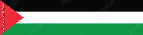 Palestine flag. A long banner. Flag icon. Standard color. A rectangular flag. Computer illustration. Digital illustration. Vector illustration.