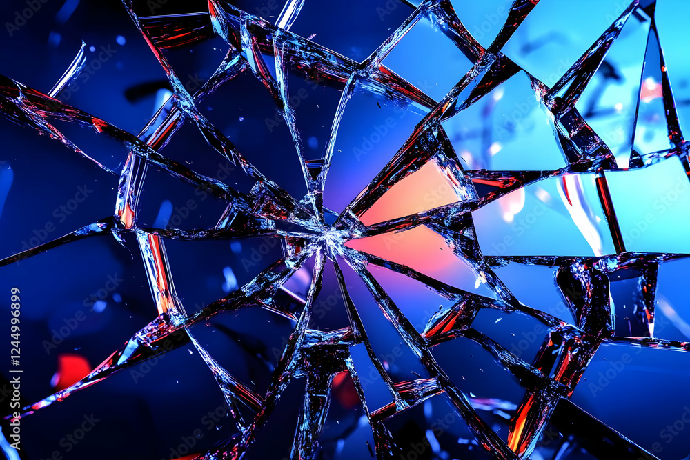 Shattered Glass Shards Reflect Vibrant Colors dramatically in a dynamic composition. Shattered Glass Shards Reflect Vibrant Colors dramatically in a dynamic composition.