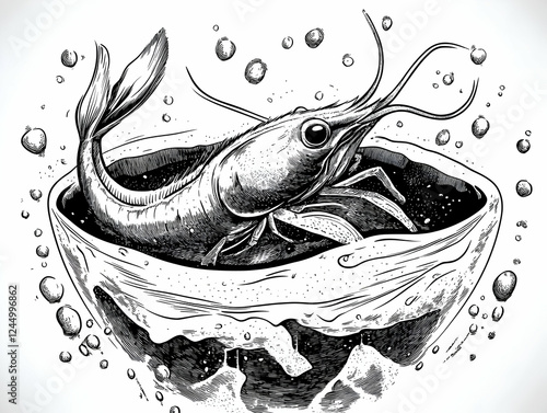 Detailed Shrimp Illustratio...