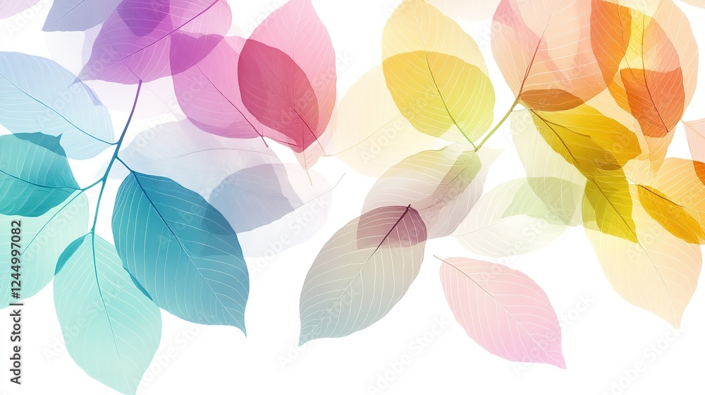 Transparent Colorful Leaves Background: A Vibrant and Ethereal Design for Creative Projects Transparent Colorful Leaves Background: A Vibrant and Ethereal Design for Creative Projects