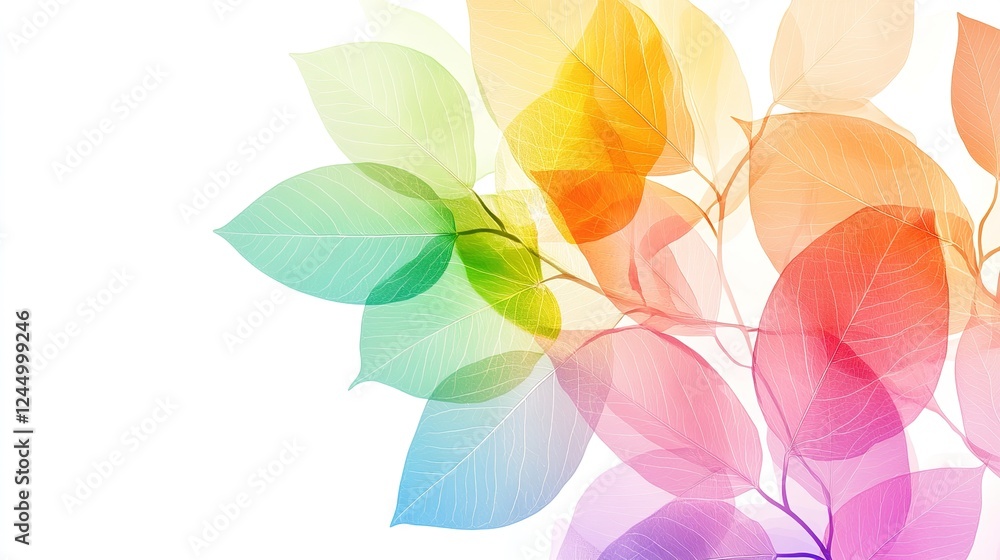 Transparent Colorful Leaves Background: A Vibrant and Ethereal Design for Creative Projects Transparent Colorful Leaves Background: A Vibrant and Ethereal Design for Creative Projects
