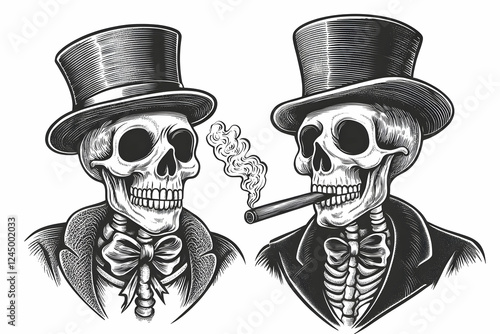 Two Dapper Skeleton Gentlem...