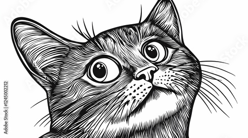 Curious Cat Illustration Lo...