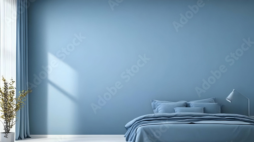 Modern blue bedroom interio...