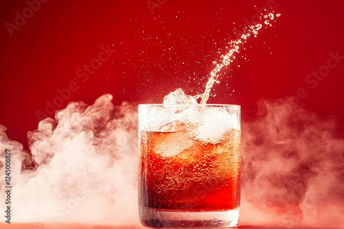 Fizzy Red Drink Splashes Dy...