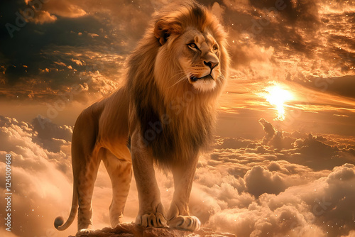 Majestic Lion Stands Proudl...