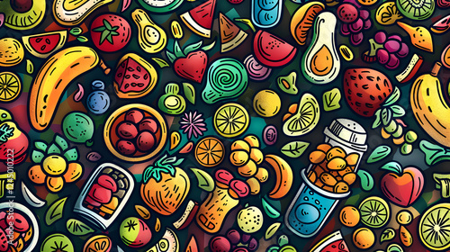 Wallpaper Mural Vibrant assortment of colorful fruits and vegetables arranged artistically on a dark background (11) Torontodigital.ca