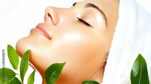 Beautiful Woman Enjoys Spa ...