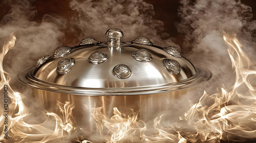 Silver Cooking Pot Emits St...
