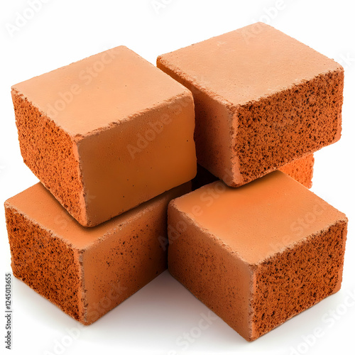 Four Red Clay Bricks Stacke...
