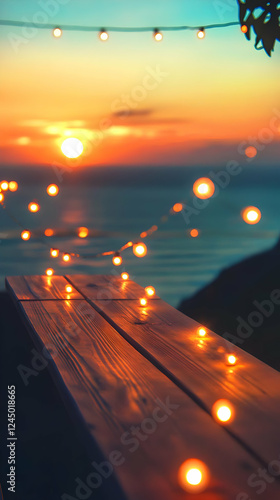 Wooden Table with String Li...