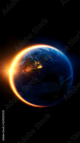 Earth Rotates Showing City ...