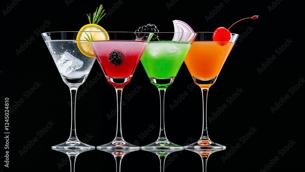 Classic Martini popular cocktail with black background Classic Martini popular cocktail with black background
