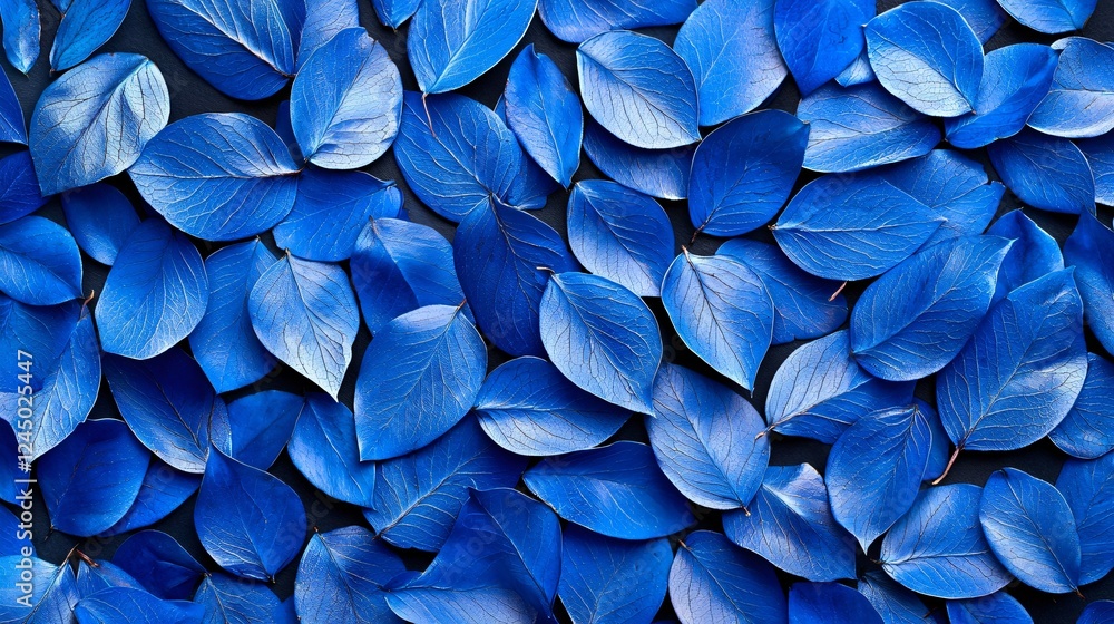 Blue leaves pattern, dark background, nature texture, design Blue leaves pattern, dark background, nature texture, design