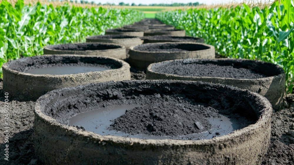 Agricultural Soil Sample Test Corn Field Dark Soil Rural Farming Agriculture Research Agricultural Soil Sample Test Corn Field Dark Soil Rural Farming Agriculture Research