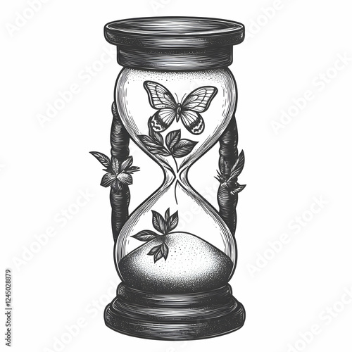 Vintage Hourglass Illustrat...