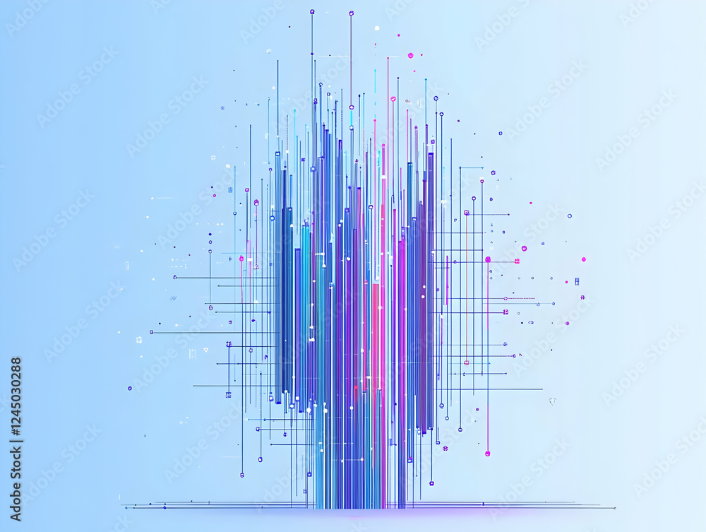 Abstract Background with Vertical Lines, Dots, and Geometric Shapes Creates Dynamic Visual. Abstract Background with Vertical Lines, Dots, and Geometric Shapes Creates Dynamic Visual.