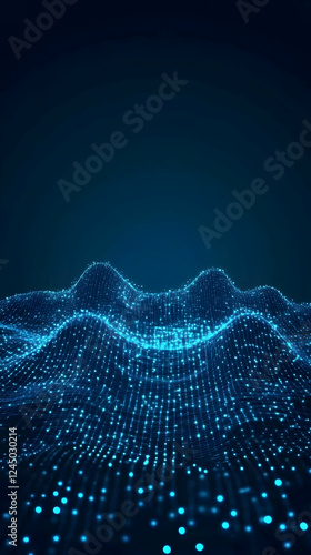 Abstract Blue Glowing Grid ...