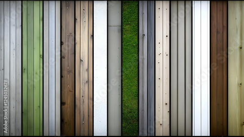 Wallpaper Mural Vertical Wooden Planks and Grass Stripes Create a Colorful Textured Background Design Torontodigital.ca