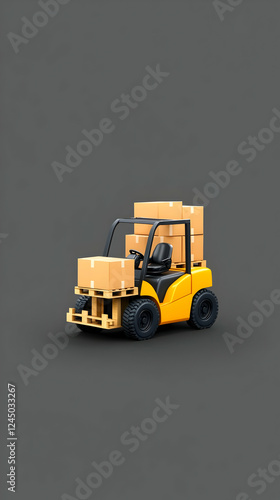 3D Forklift Carries Stacked...