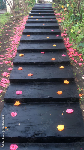 Black Stone Steps Decorated...