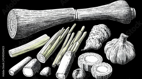 Wooden Pestle, Lemongrass S...