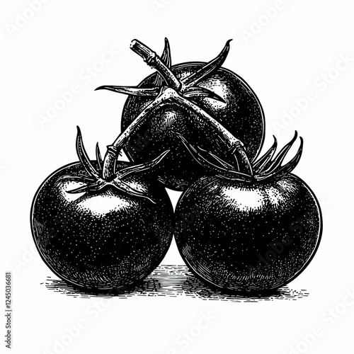 Three Ripe Black Tomatoes I...