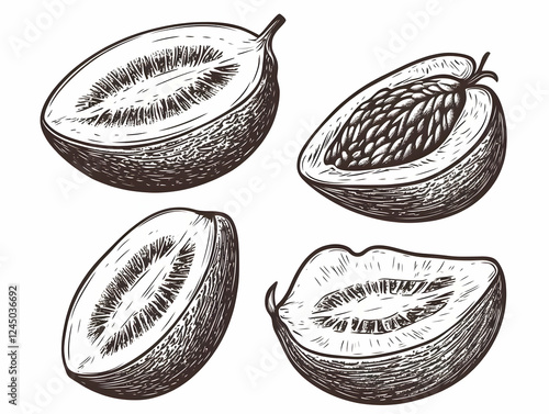 Hand-Drawn Kiwi Fruit Illus...