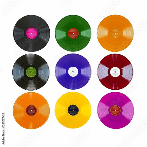 Nine Colorful Vinyl Records...