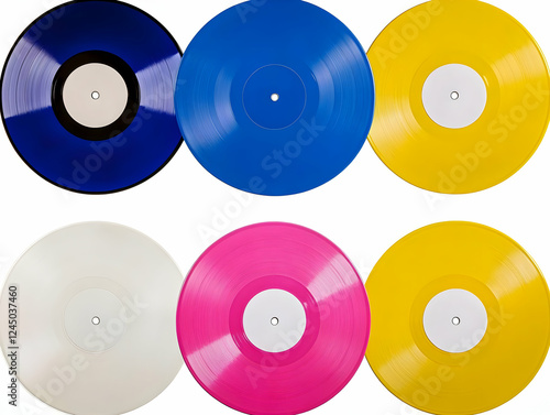 Six Colorful Vinyl Records ...