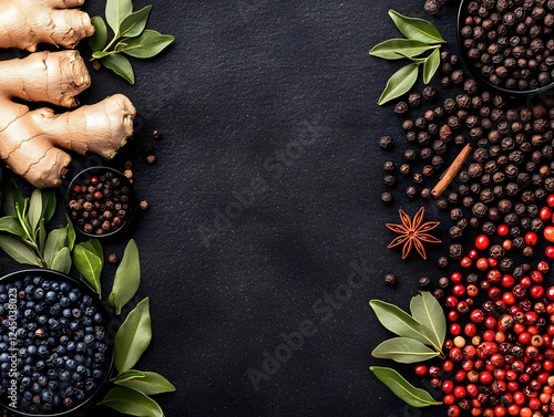 Spices and Herbs Frame a Da...