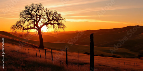Silhouetted Tree Stands on ...