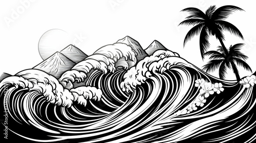 Ocean Waves Crash Against M...