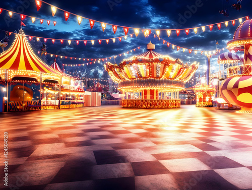 Illuminated Amusement Park ...