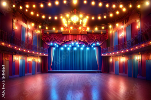 Empty Theater Stage Lit by ...